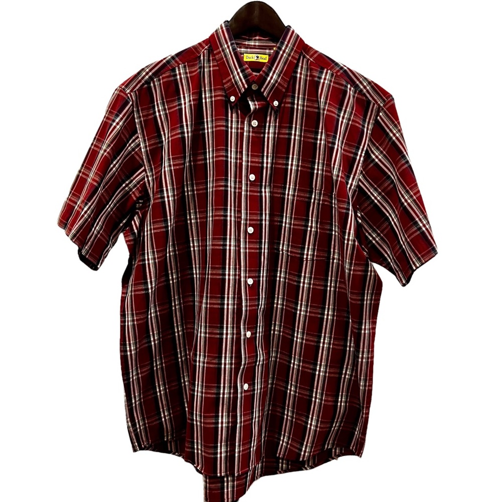 Duck Head Short Sleeve Button Down Plaid Size Large NWOT